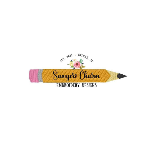 Back to school pencil mini fill machine embroidery design file, students, perfect for monograms quick stitch, color crayons, writing