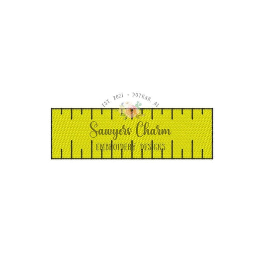Back to school ruler mini fill machine embroidery design file, students, perfect for monograms, quick stitch, art class, school supplies