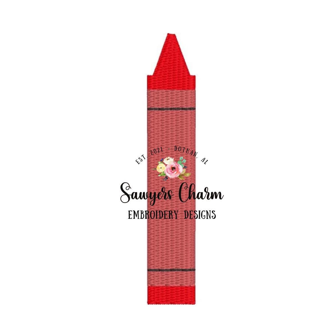 Back to school crayon mini fill machine embroidery design file, students, perfect for monograms quick stitch, color crayons, art class