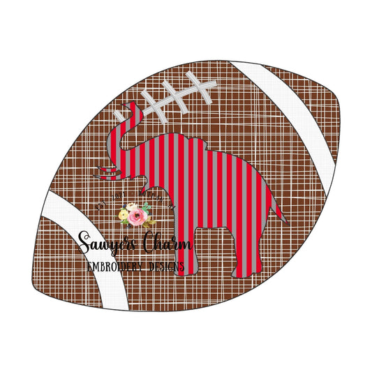 Sports football elephant silhouette bean stitch applique, machine embroidery design file, cheerleading mascot college high school university