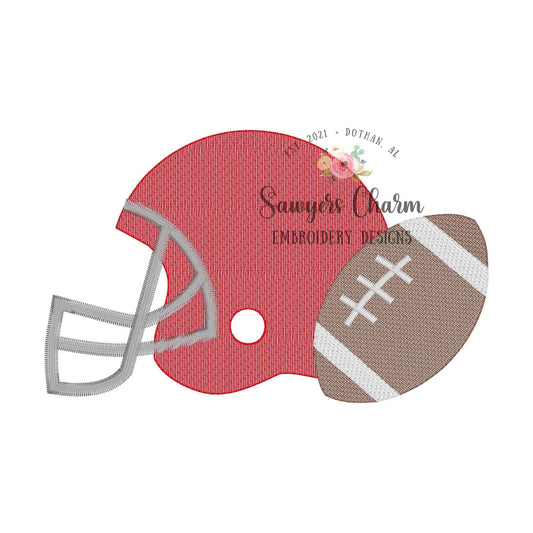 Helmet and football light fill sketch stitch machine embroidery design file, sports, quick stitch, college university, high school team
