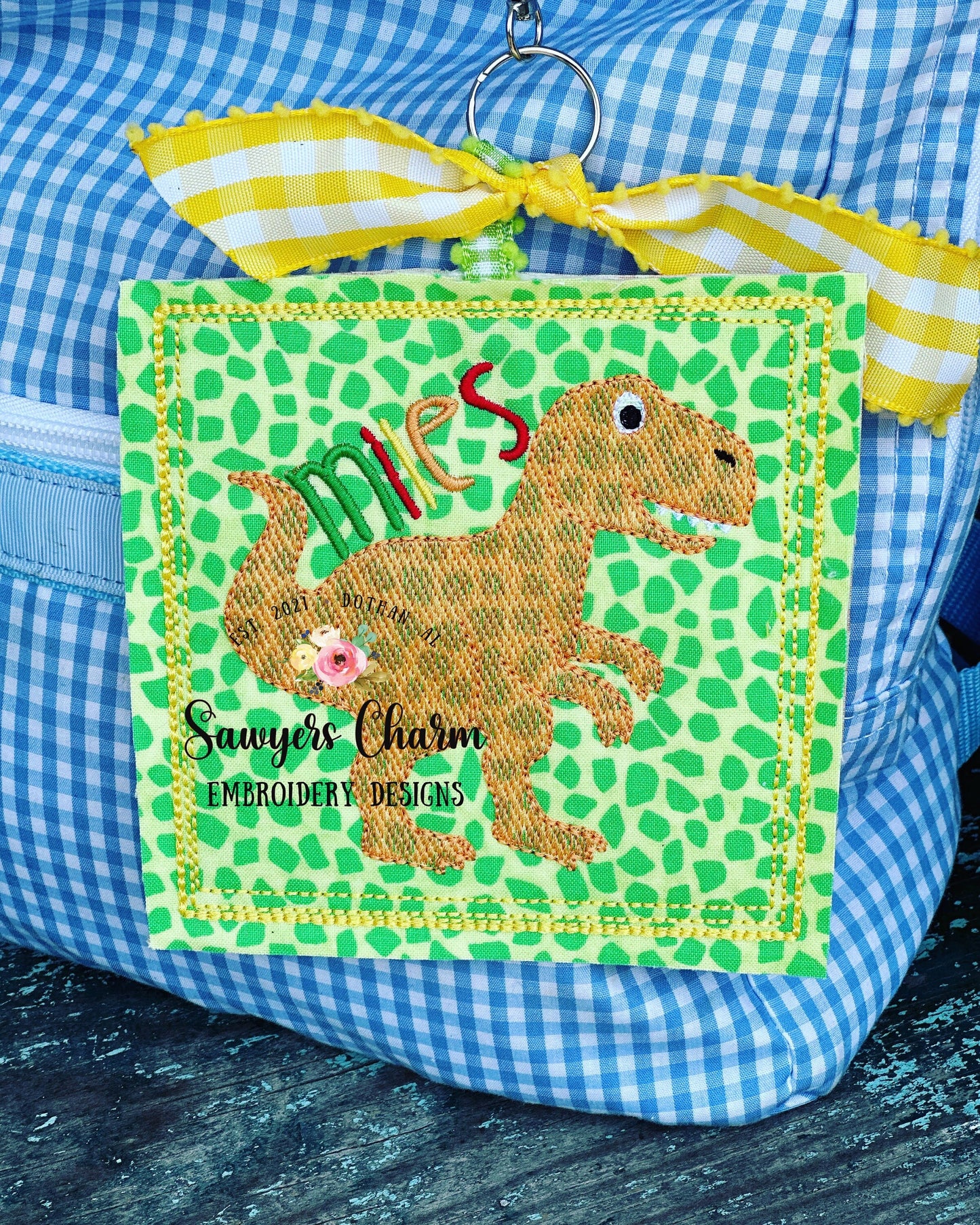 T-Rex sketch stitch machine embroidery design file, quick stitch, tyrannosaurus rex dinosaur dino, prehistoric, roar, rawr