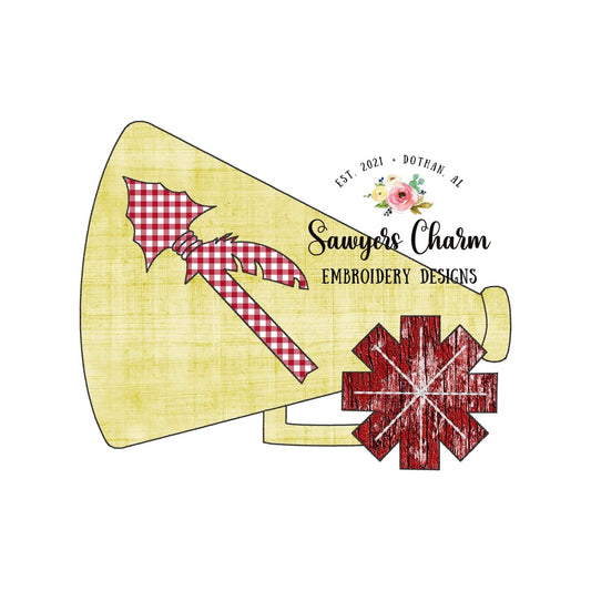 Megaphone pompom arrowhead, spear, seminole, warriors silhouette bean stitch applique machine embroidery design file, mascot college school