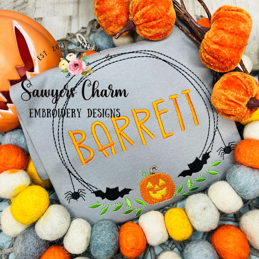 BUNDLE Halloween jackolantern bats spider scribble circle monogram frame with & without bows machine embroidery design file, fall pumpkin
