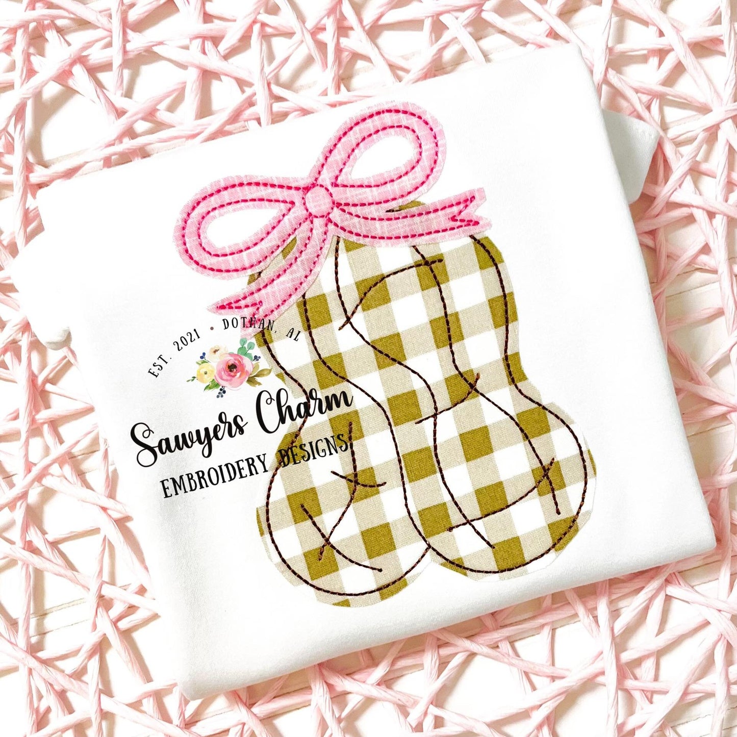 BUNDLE Peanuts with bow bean & zigzag stitch machine applique embroidery design file, farming harvest, crop, quick stitch, peanut festival