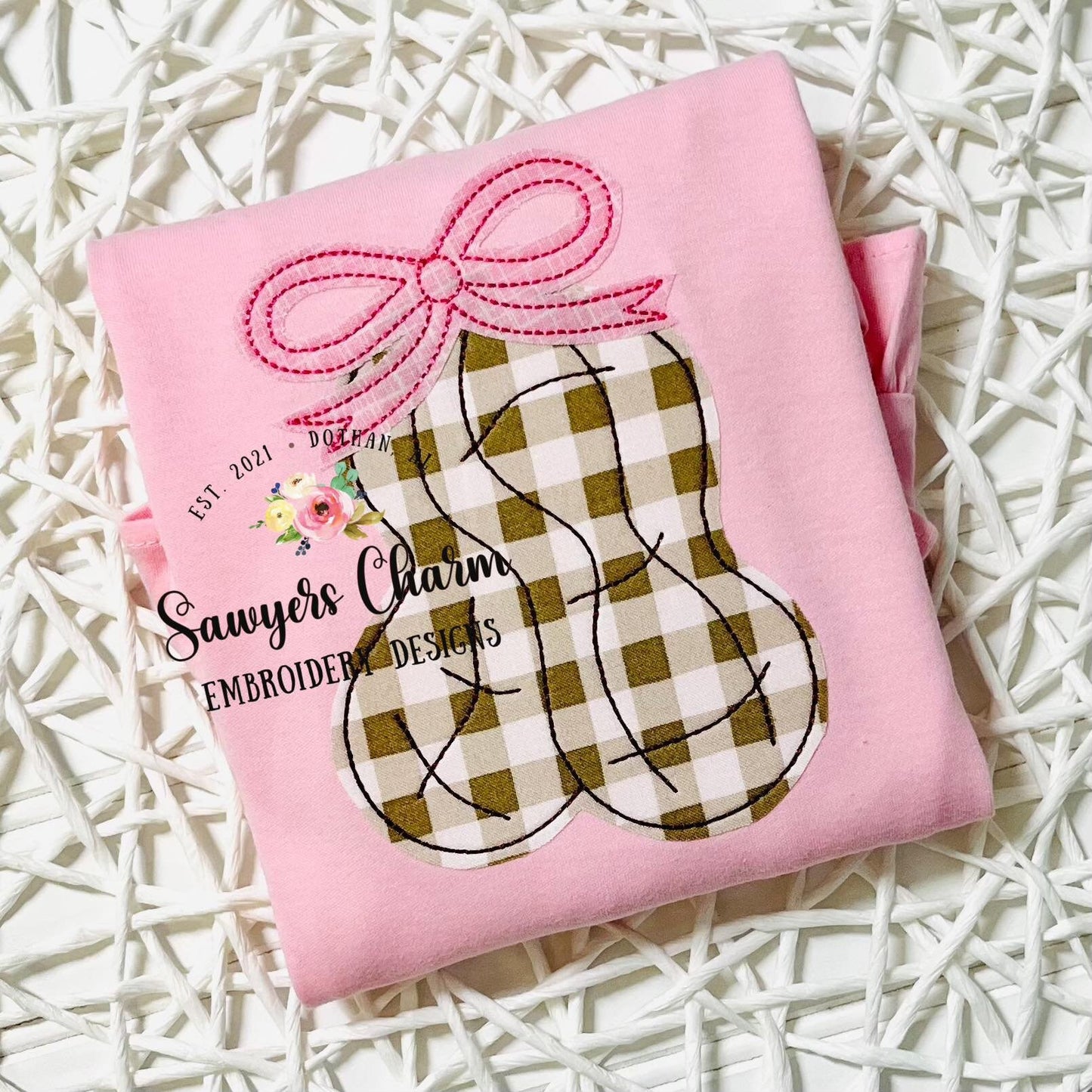 BUNDLE Peanuts with bow bean & zigzag stitch machine applique embroidery design file, farming harvest, crop, quick stitch, peanut festival