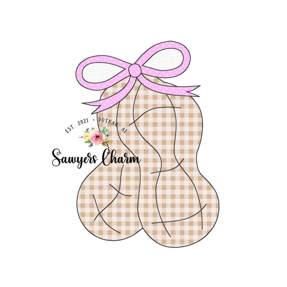 BUNDLE Peanuts with bow bean & zigzag stitch machine applique embroidery design file, farming harvest, crop, quick stitch, peanut festival