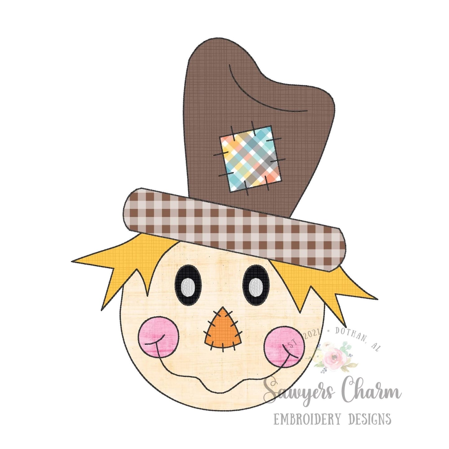 BUNDLE Boy Scarecrow with patch zig zag & bean stitch applique, machine embroidery design file, fall, thanksgiving, quick stitch, harvest