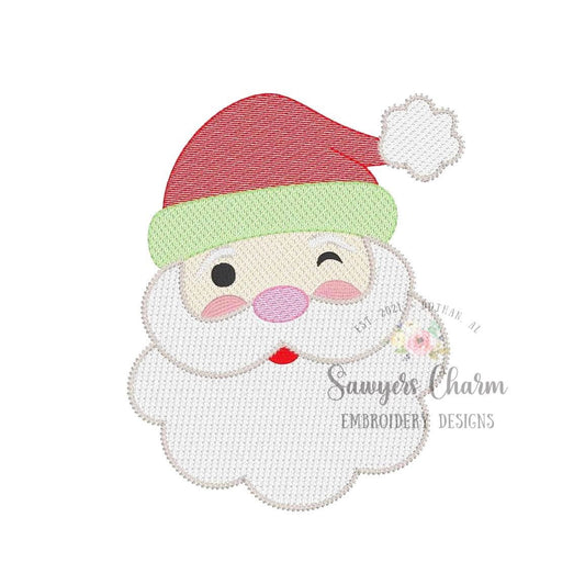 Winking Santa Claus sketch stitch machine embroidery design file, quick stitch, Merry Christmas, happy holidays, winter, holly jolly, ho ho