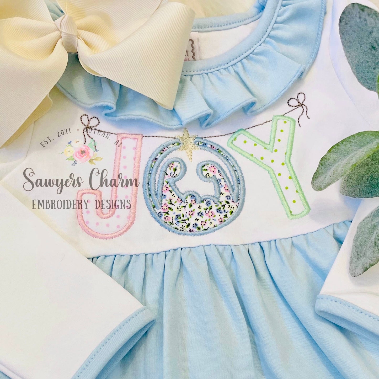 Christmas JOY bunting banner nativity satin stitch machine applique design, embroidery file, joy to the world, Jesus manger, Christmas story