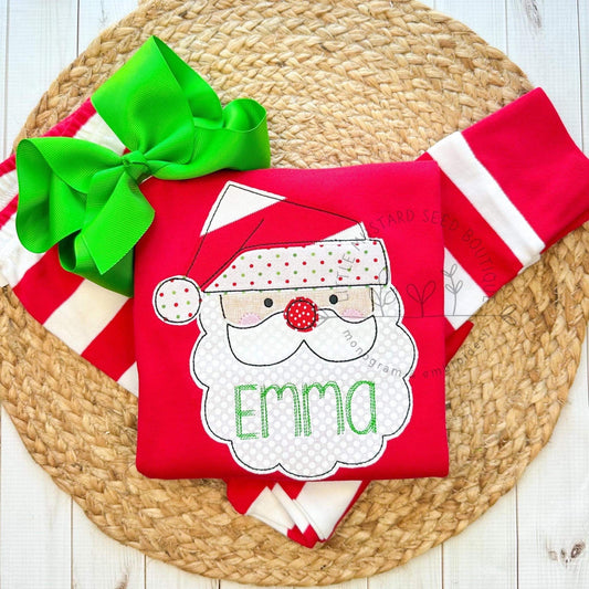 Christmas/holiday Santa Clause face bean stitch machine applique design embroidery file, quick stitch, ho ho ho, holly jolly, St. Nick