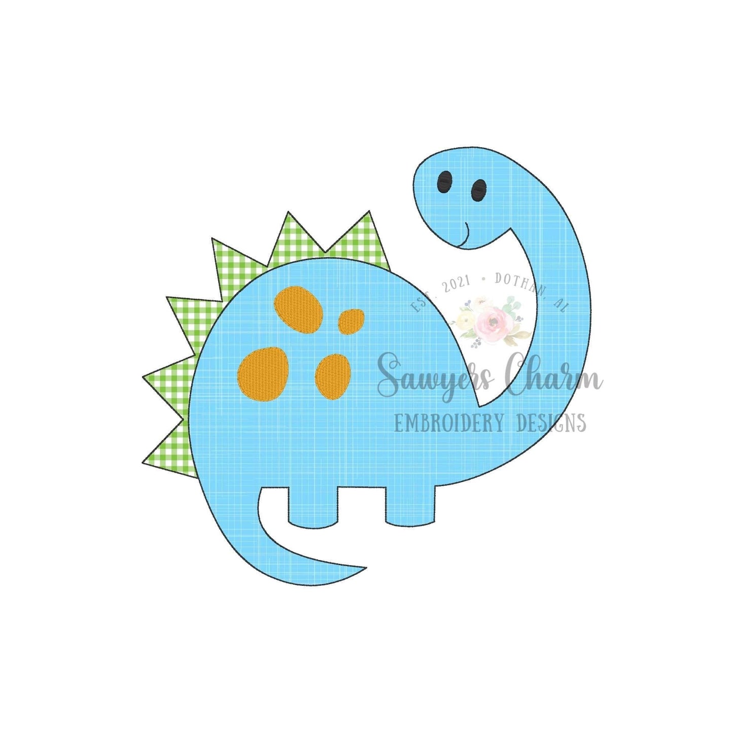 BUNDLE Boy dinosaur with spots bean and zig zag stitch applique, machine embroidery design file, quick stitch, rawr, long neck, spikes