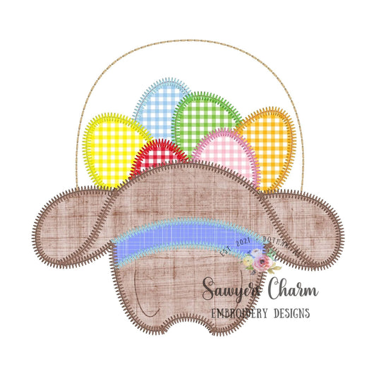 BUNDLE Cowboy hat Easter egg basket zigzag stitch machine embroidery applique design, with & without bow, peter cottontail, spring, western