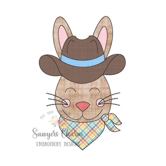 BUNDLE Cowboy Easter bunny rabbit & bandana bean AND zigzag stitch, machine embroidery design, peter cottontail, spring, western hat