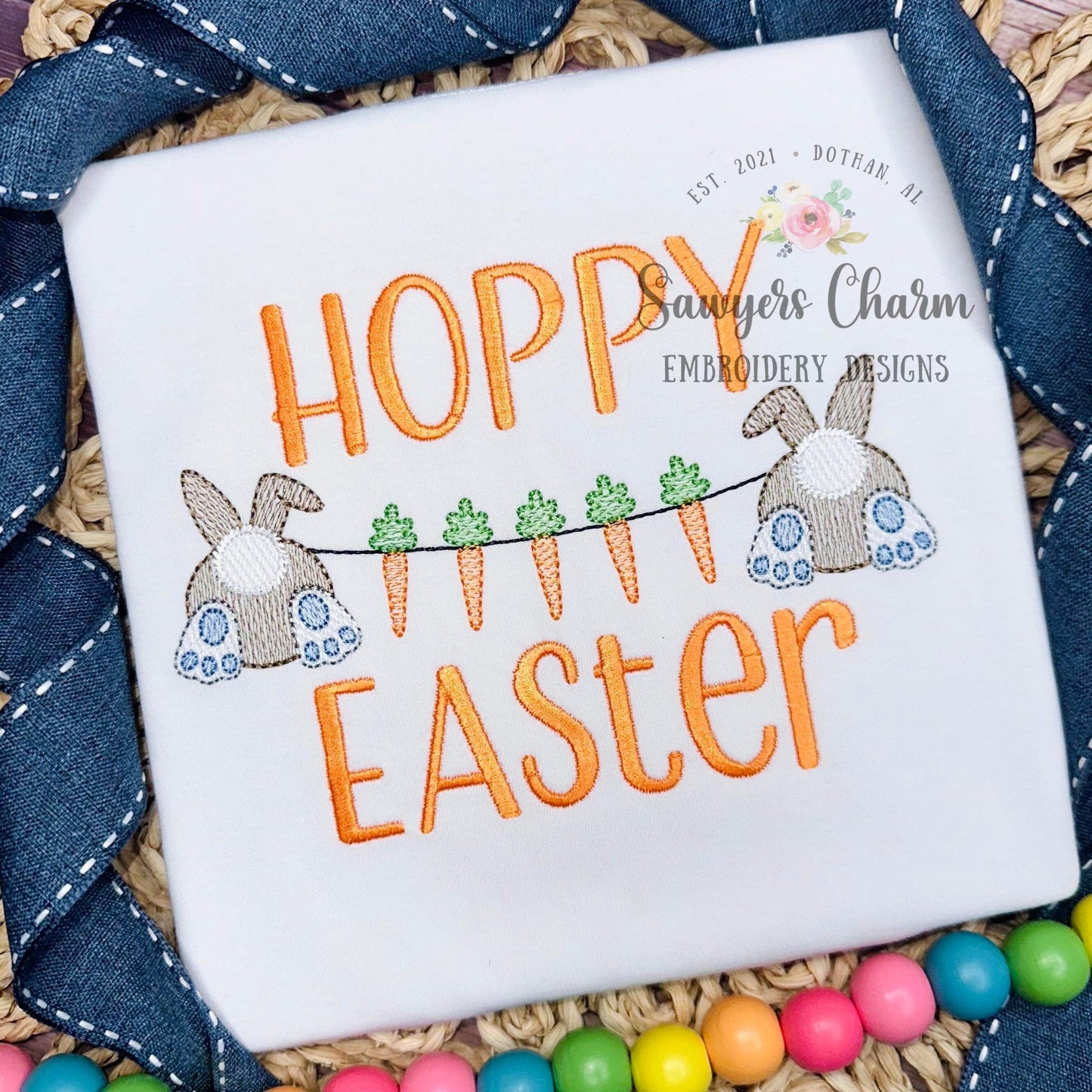 Easter bunny bums with floppy ears & carrots bunting sketch stitch machine embroidery design file, quick stitch, peter cottontail, spring