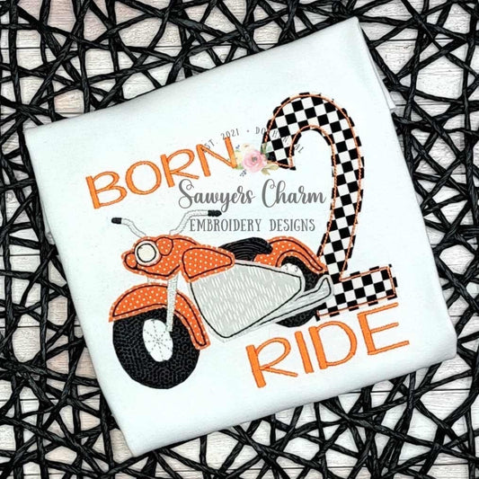BUNDLE Motorcycle bean & zig zag stitch applique, machine embroidery design file, quick stitch, transportation, beach summer, bike, road