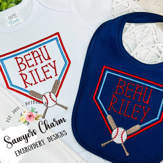 BUNDLE Baseball bats/home plate with & without bow monogram frame machine embroidery design file, softball ballgame sports outfield diamond