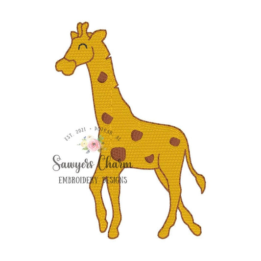 BUNDLE Mini fill giraffe with & without bows, machine embroidery design file, jungle, zoo, baby, perfect for monograms or left chest
