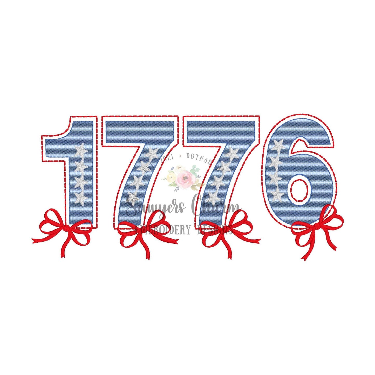BUNDLE 1776 with & without bows sketch stitch machine embroidery design file, bean stitch, 4th of July, patriotic, stars and stripes