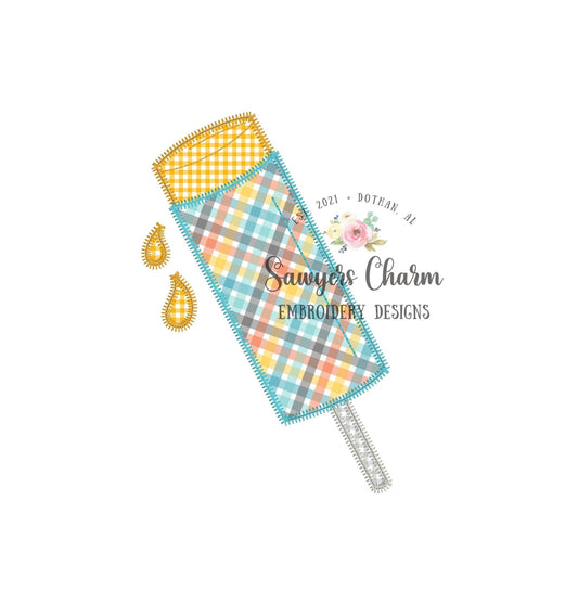 BUNDLE Push up ice cream bean & zig zag stitch machine applique, embroidery design file, summer, spring, snacks, popsicles, quick stitch