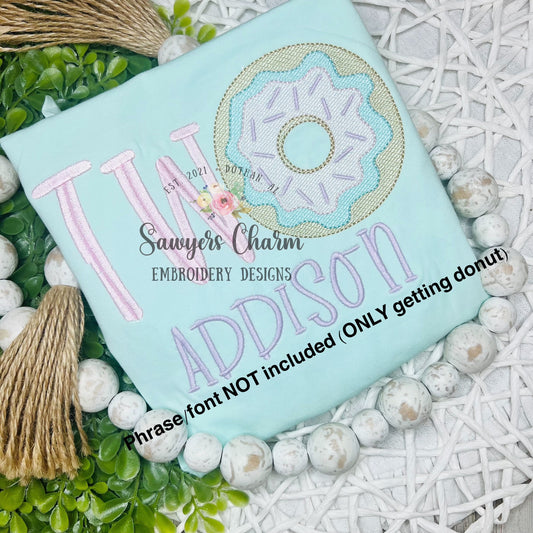 Donut sketch stitch machine embroidery design file, bean stitch details, vintage stitch, summer snack, sprinkles, birthday