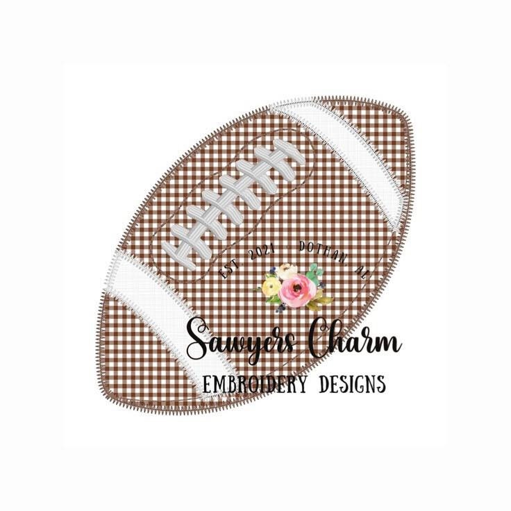 BUNDLE Football bean & zig zag stitch machine applique embroidery design, quick stitch, fall sports, college/high school, JV, varsity