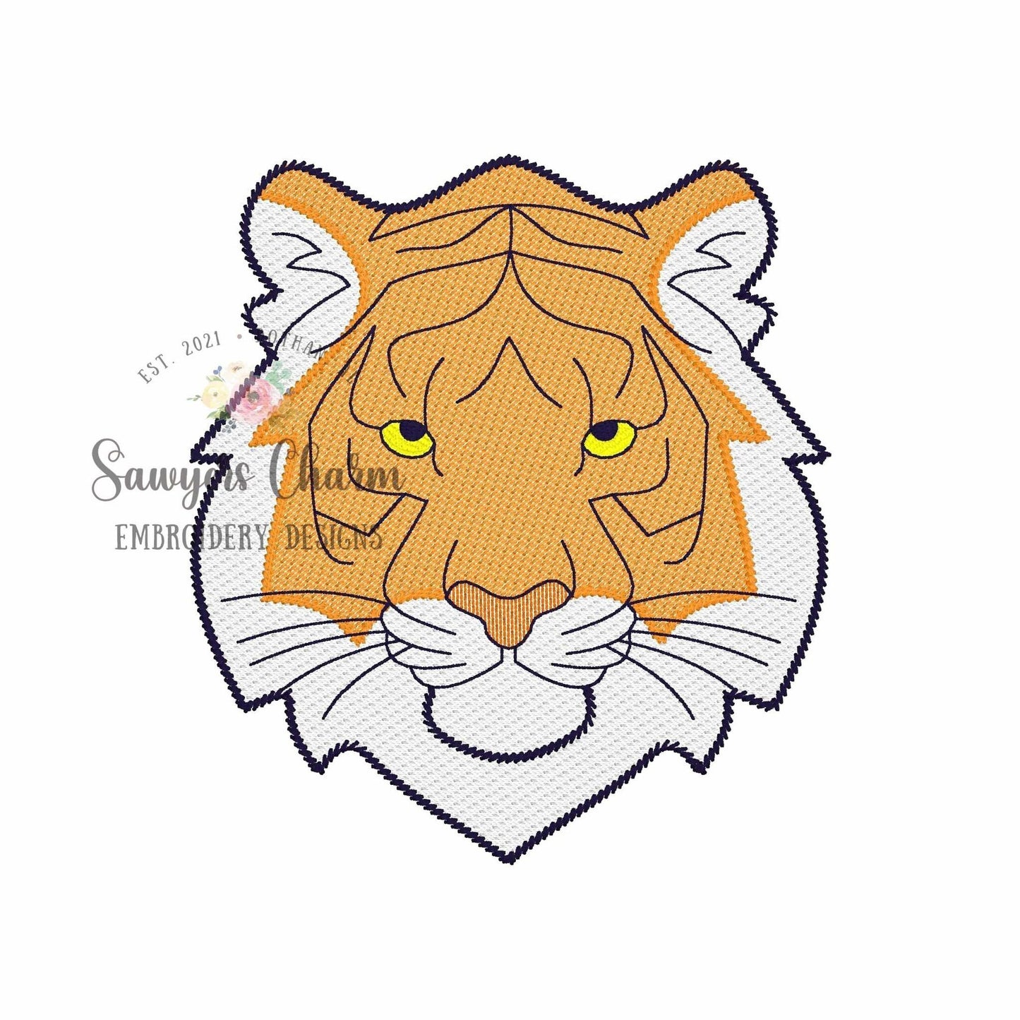 BUNDLE tiger with/without bow sketch stitch machine embroidery design, college university, cheerleader sports fan, coquette, jungle zoo