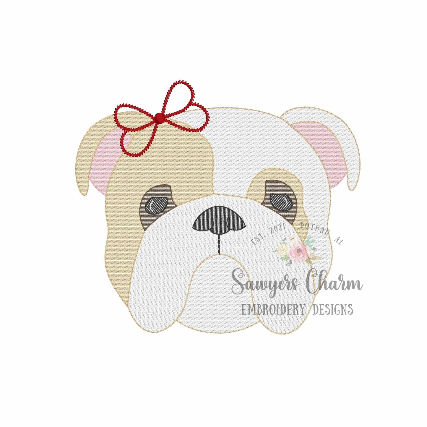 BUNDLE two color bulldog with/without bow sketch stitch machine embroidery design, college university, cheerleader sports fan, coquette