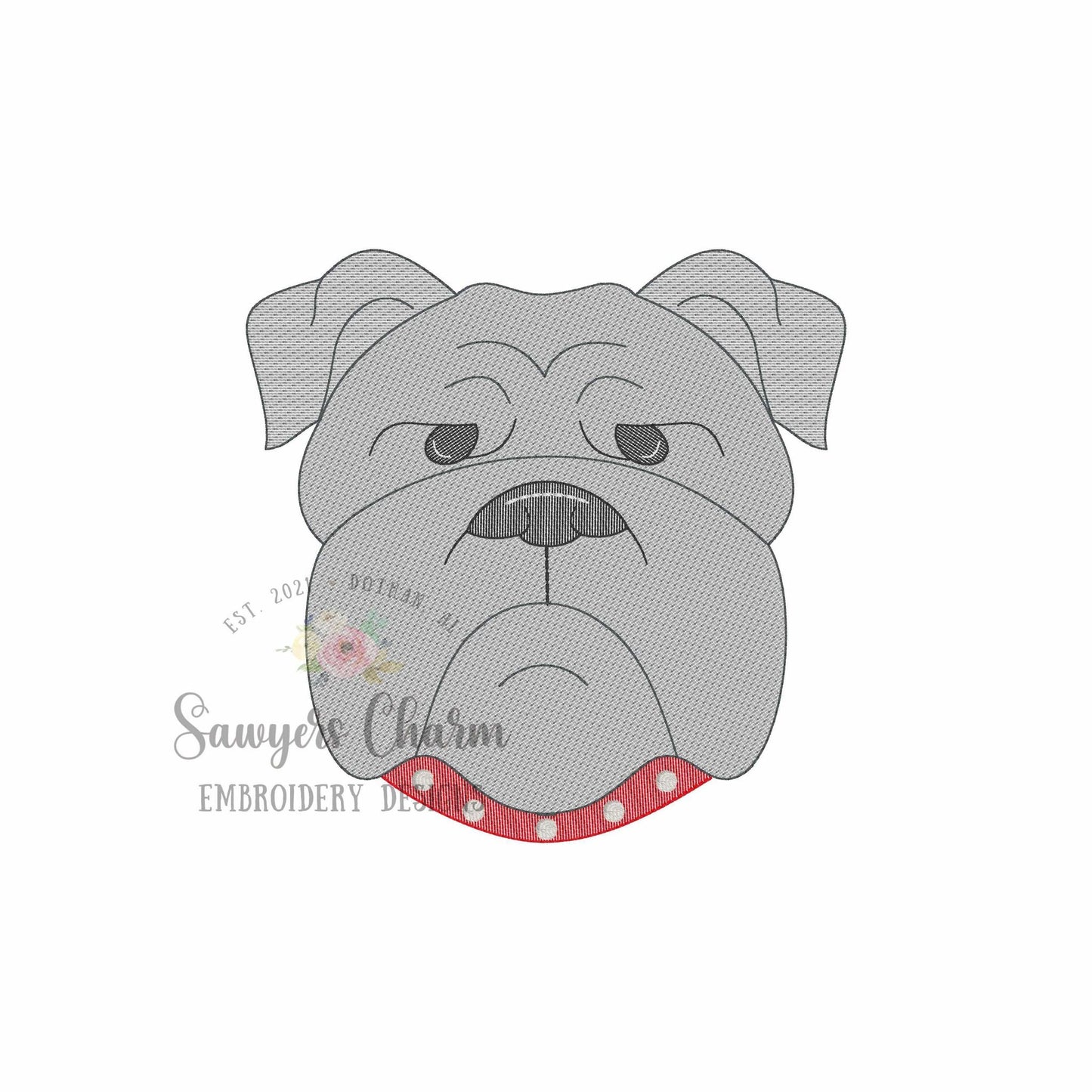 BUNDLE bulldog with collar with/without bow sketch stitch machine embroidery design, college university, cheerleader sports fan, coquette
