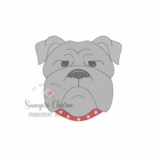 BUNDLE bulldog with collar with/without bow sketch stitch machine embroidery design, college university, cheerleader sports fan, coquette