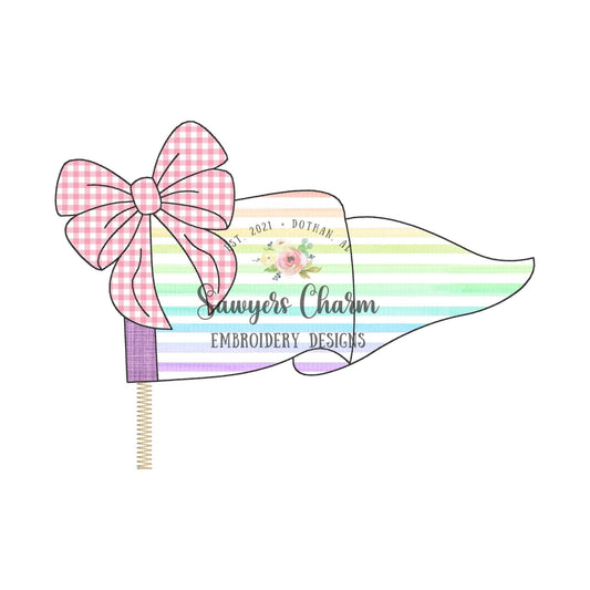 BUNDLE Pennant with bow bean & zig zag stitch machine applique embroidery design file, banner, quick stitch, number one sports fan, coquette