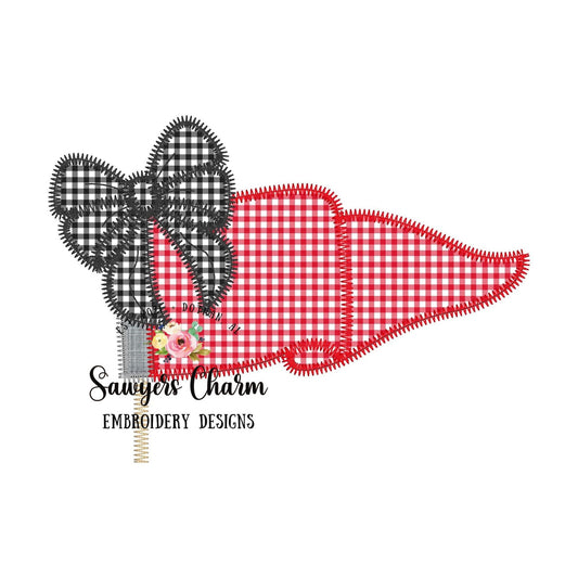 BUNDLE Pennant with bow bean & zig zag stitch machine applique embroidery design file, banner, quick stitch, number one sports fan, coquette