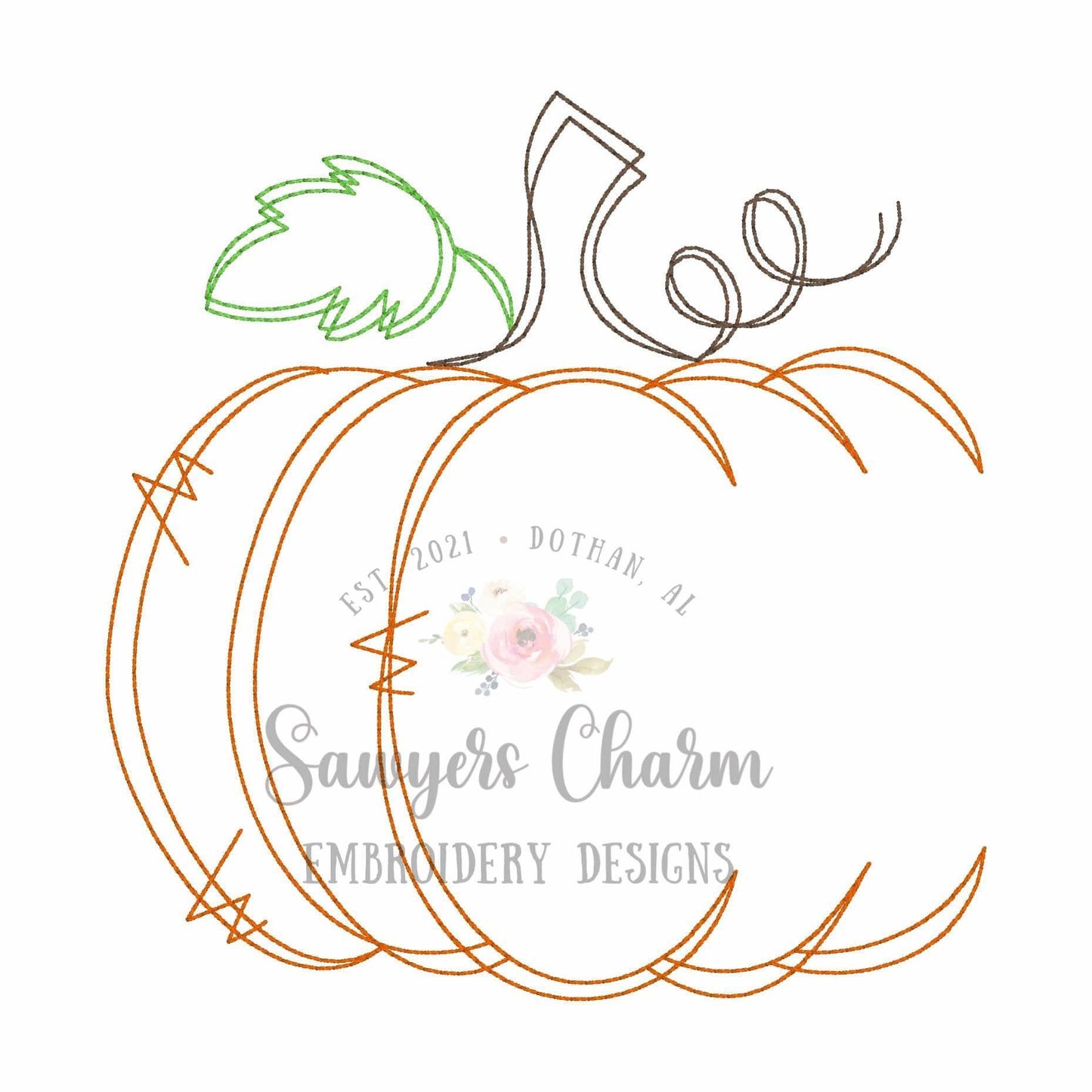 Scribble pumpkin frame with heart for names, bean stitch, machine embroidery design, quick stitch, fall, halloween, thanksgiving, Mom, grandma, love