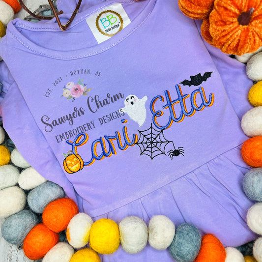 BUNDLE Halloween mini fill machine embroidery design file, ghost, Frankenstein, jackolantern, bat, flower, bow, spiderweb, candy corn, retro