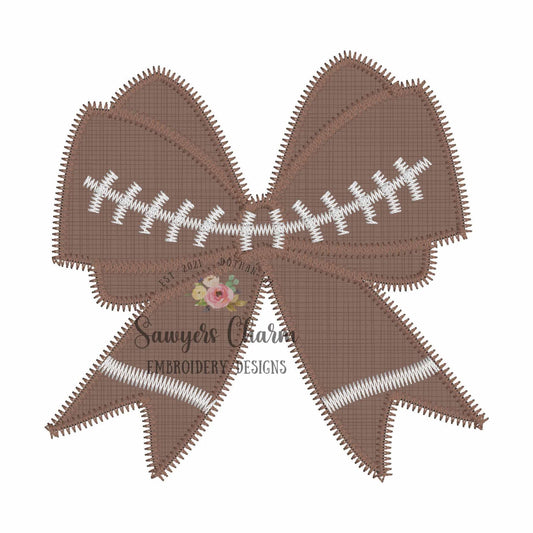 BUNDLE Football bow bean & zigzag stitch machine applique, embroidery design file, quick stitch, fall, coquette, sports fan, cheerleader