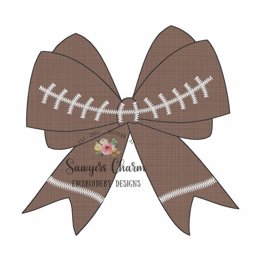 BUNDLE Football bow bean & zigzag stitch machine applique, embroidery design file, quick stitch, fall, coquette, sports fan, cheerleader