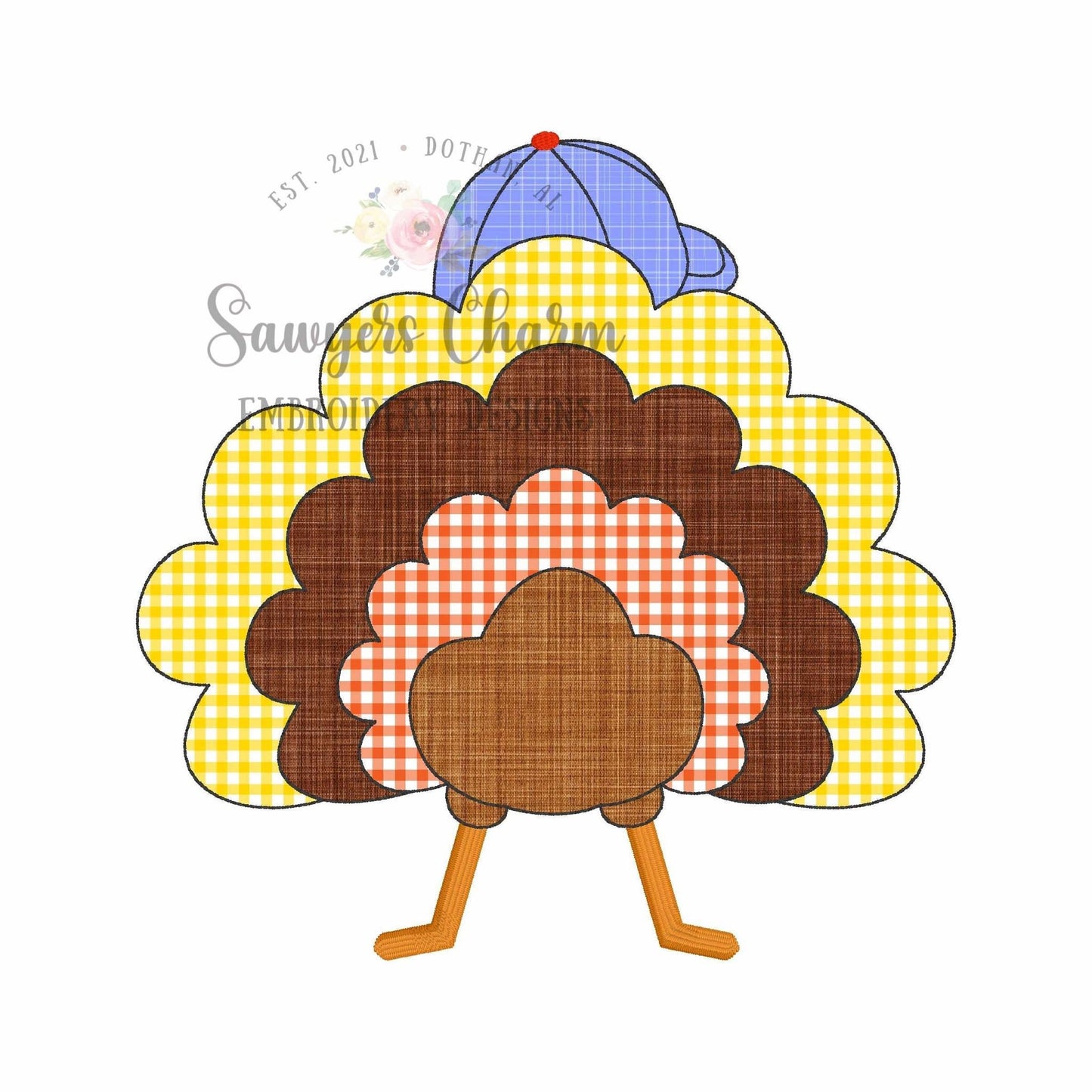 BUNDLE Turkey tail with ballcap, bean & zig zag stitch machine applique embroidery design, fall, thanksgiving, quick stitch, feathers, hat