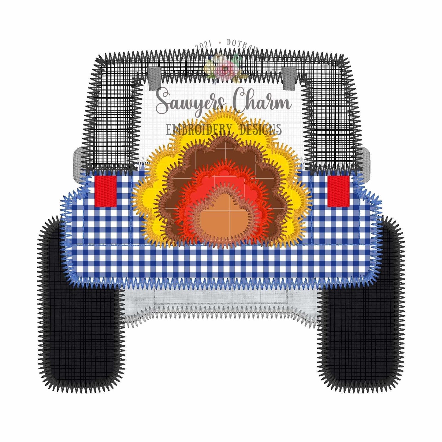 BUNDLE Turkey tail feathers tire Off Road SUV vehicle truck bean & zigzag stitch applique, machine embroidery design, thanksgiving, mudding