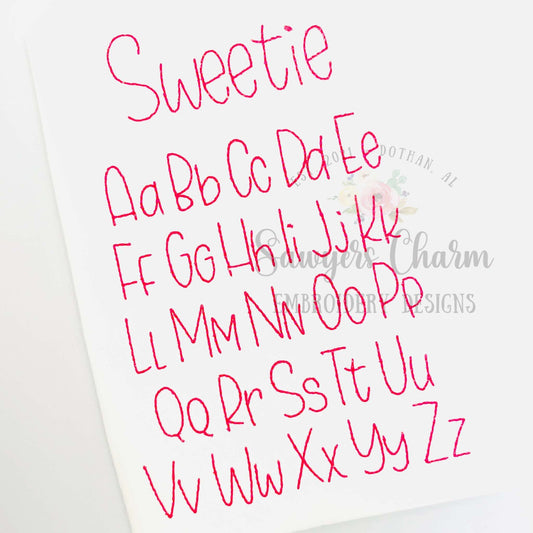 Sweetie Bean Stitch machine embroidery font, lower & uppercase letters, 7 sizes, BX included, perfect for monograms
