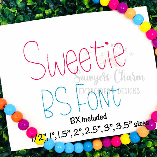 Sweetie Bean Stitch machine embroidery font, lower & uppercase letters, 7 sizes, BX included, perfect for monograms