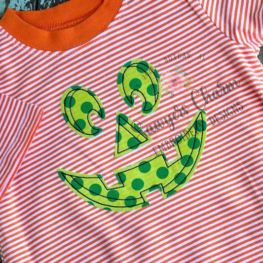 Halloween jackolantern face bean stitch machine applique embroidery design, quick stitch, fall pumpkin, trick or treating, spooky season