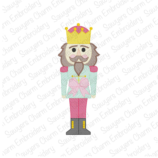 Nutcracker with crown and bow sketch stitch machine embroidery design, happy holidays, coquette, Merry Christmas, royalty