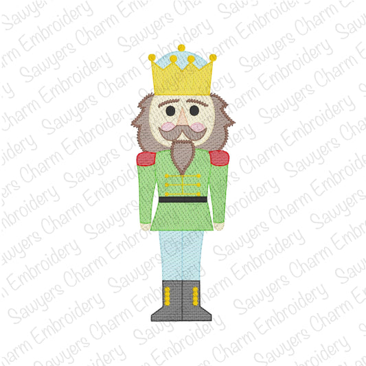 Nutcracker with crown sketch stitch machine embroidery design, happy holidays, Merry Christmas, royalty