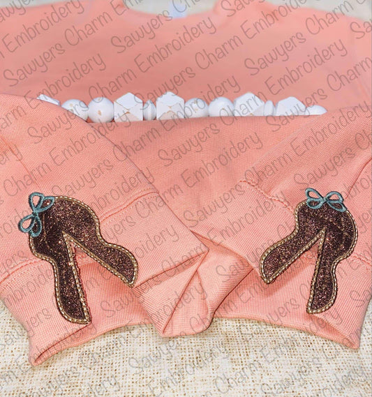 Coquette Peanut side split design with bow satin stitch machine applique, embroidery design file, perfect for sweatshirts, festival, harvest