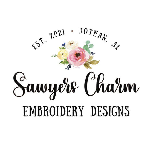 Floral birthday monogram frame, satin stitch/fill stitch machine embroidery design file, coquette bow, crest, ribbons, cake, candle, laurel