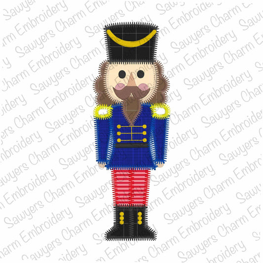 Nutcracker soldier zig zag stitch machine embroidery applique design, happy holidays, coquette, Merry Christmas, royalty