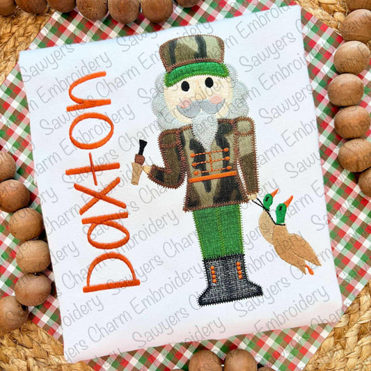 BUNDLE Duck hunting Nutcracker bean & zig zag stitch machine embroidery applique design, happy holidays, Merry Christmas, duck call, camo