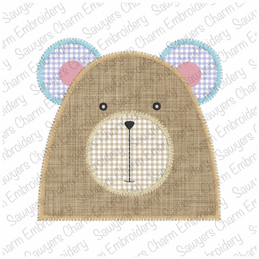 BUNDLE Fuzzy teddy bear with & without bow, zigzag stitch applique machine embroidery design file, baby bear, stuffed animal, quick stitch