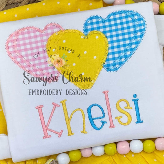 BUNDLE Valentine's Day conversation candy hearts trio, satin & zigzag stitch machine applique embroidery design, love, XOXO, hugs and kisses