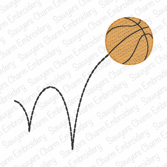 BUNDLE Mini fill & sketch bouncing basketball machine embroidery design, quick stitch, fall winter sports, perfect for monograms, court